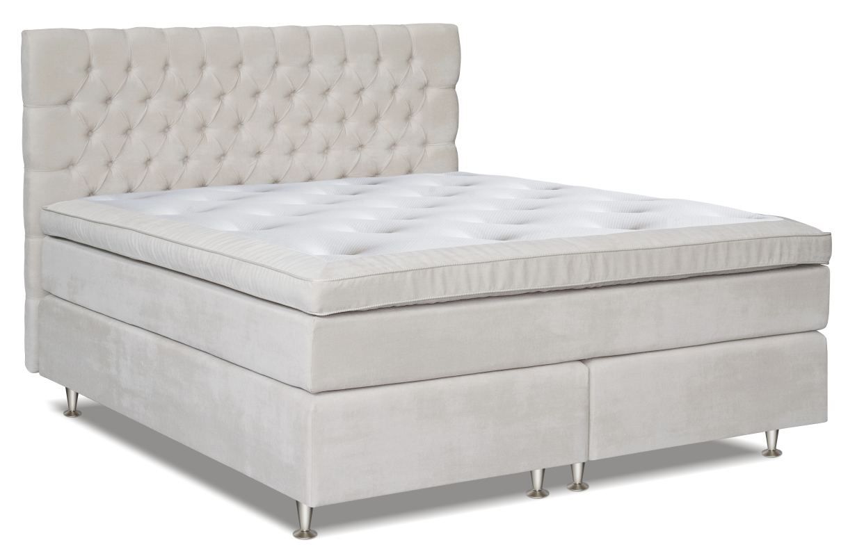 Letto boxspring MINDORO, base: molle Bonnell, materasso: molle insacchettate, topper: schiuma - 140 x 200 cm - bianco