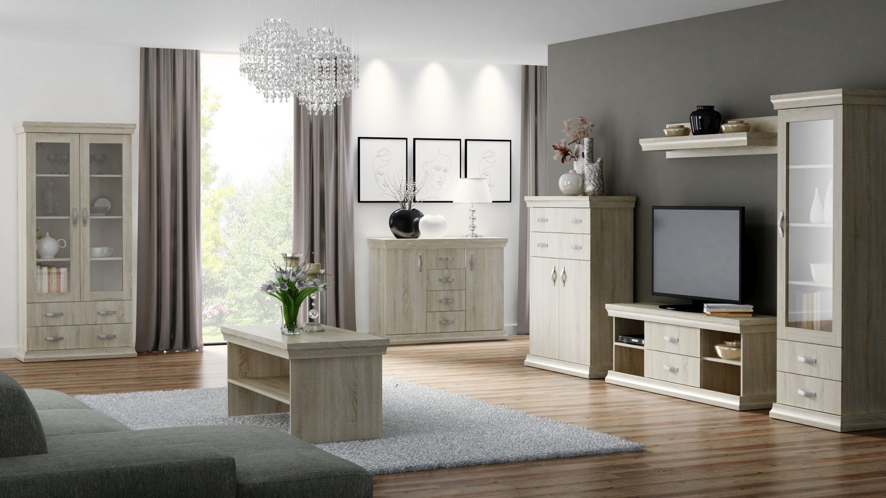 Soggiorno completo - Set B Wewak, 7 pezzi, rovere Sonoma