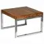 Tavolino in vero legno / tavolino Apolo 183, Colore: Sheesham / Cromo - Dimensioni: 40 x 60 x 60 cm (A x L x P), Realizzato a mano in legno massello di Sheesham