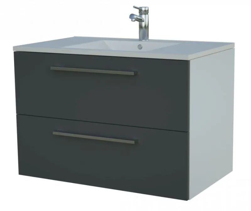 Mobile bagno "Bijapur" 18, grigio lucido - 50 x 76 x 47 cm (h x l x p)