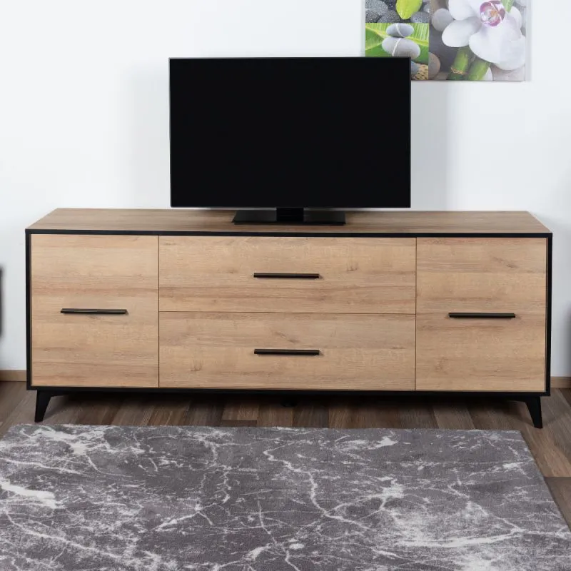 Mobile TV "Altels" 05, rovere riviera / marrone scuro - 68 x 179 x 40 cm (h x l x p)