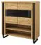 Mobile bar Ogulin 09, rovere / nero, parzialmente massello - misure: 126 x 119 x 45 cm (h x l x p)