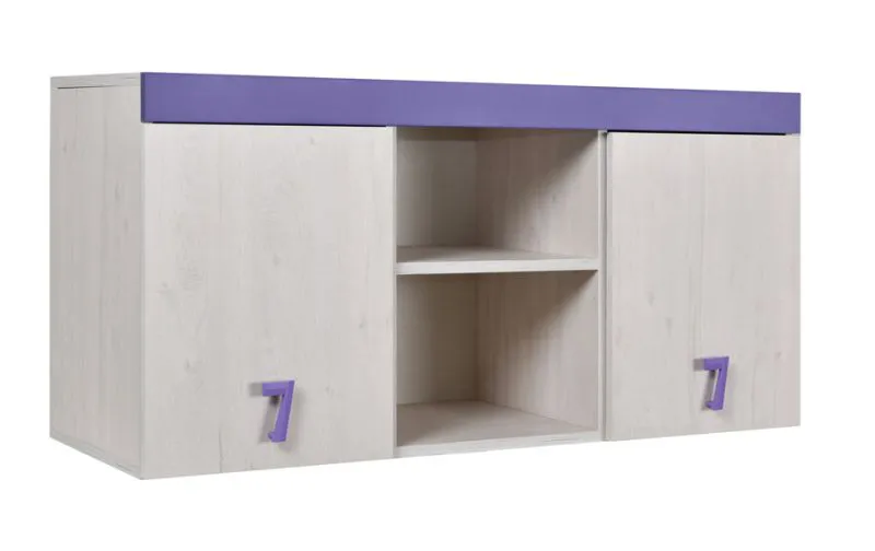 Cameretta - Pensile "Luis" 15, rovere bianco / viola - 58 x 120 x 42 cm (h x l x p)