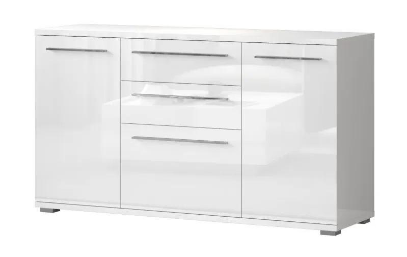 Cassettiera "Garim" 2, bianco lucido - 85 x 150 x 45 cm (h x l x p)