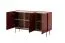 Cassettiera Cascob 02 con sistema di chiusura ammortizzata e 6 scomparti, rosso ceramica / rovere, 83 x 144 x 37 cm, design semplice senza maniglie, ampio spazio di archiviazione