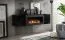 Eccezionale armadio a muro e cassettiera con camino Hompland 128, colore: nero - Dimensioni: 150 x 160 x 40 cm (A x L x P), con illuminazione a LED