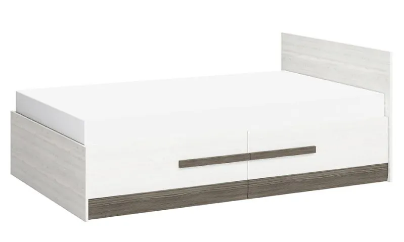 Letto una piazza e mezza "Knoxville" 17, pino, bianco / grigio - 120 x 200 cm (l x l), 2 cassetti