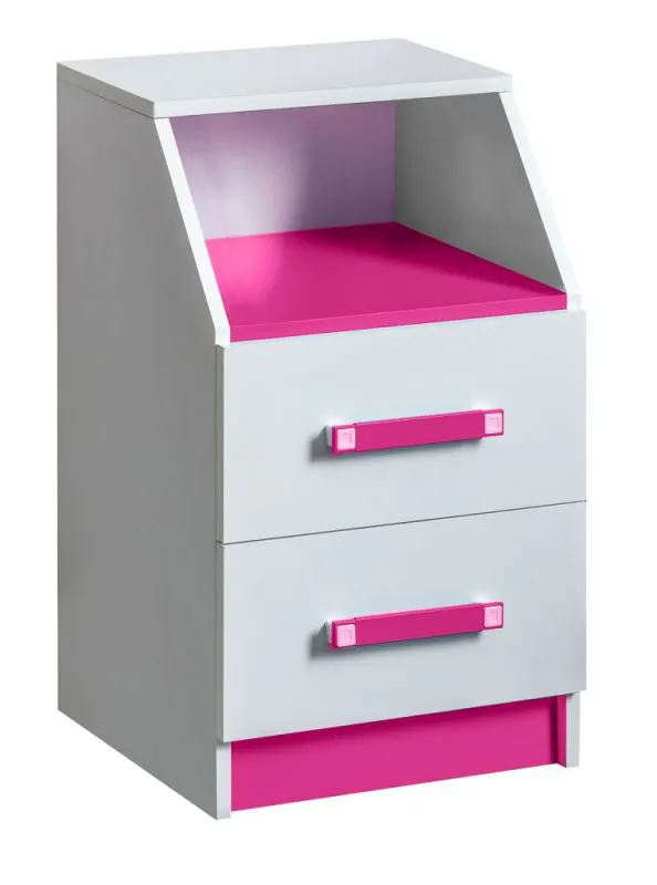 Cameretta - Cassettiera "Frank" 15, bianco / rosa - 67 x 40 x 40 cm (h x l x p)