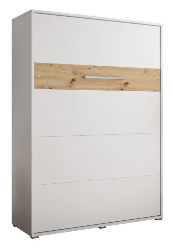 Letto a scomparsa verticale Namsan 03, bianco opaco / rovere Artisan - 140 x 200 cm (l x p)