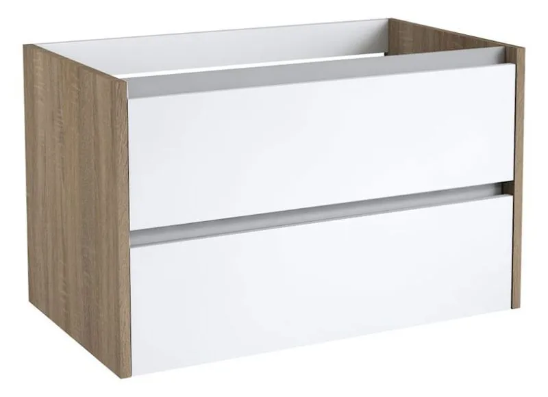 Mobile bagno "Kolkata" 61, bianco lucido / rovere - 50 x 80 x 46 cm (h x l x p)