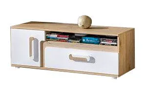 Cameretta - Mobile TV "Oskar" 17, rovere marrone chiaro / bianco - 42 x 120 x 40 cm (h x l x p)