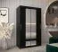 Armadio ad ante scorrevoli Bisaurin 1B con specchio, nero - 200 x 100 x 62 cm (h x l x p)