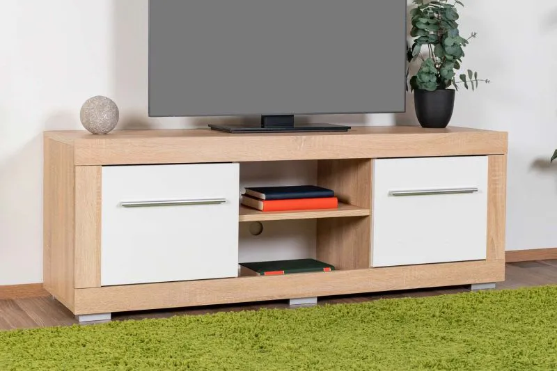 Mobile TV "Madryn" 06, rovere Sonoma / bianco lucido - 50 x 138 x 40 cm (h x l x p)