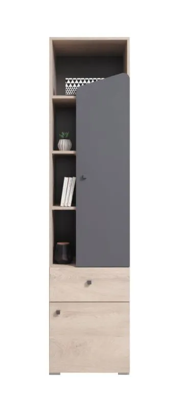 Cameretta - Armadio ad ante battenti "Chiny" 04, rovere / grigio - 190 x 45 x 40 cm (h x l x p)